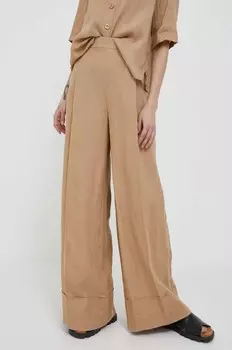 Льняные брюки United Colors of Benetton, бежевый