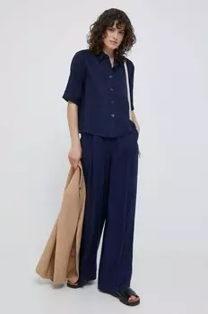 Льняные брюки United Colors of Benetton, темно-синий