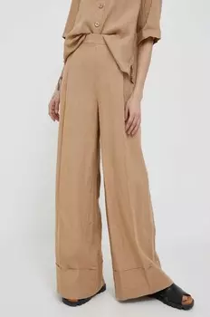 Льняные брюки United Colors of Benetton, бежевый