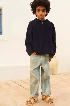 Льняные брюки в полоску ZARA, цвет striped