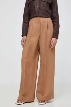 Льняные брюки Weekend Max Mara, коричневый