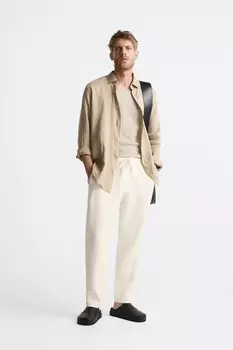 Льняные брюки Zara, устричный белый