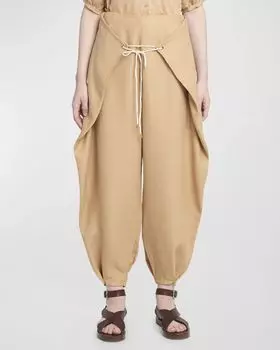 Льняные брюки зауженного кроя до щиколотки Marylen Antigua Loro Piana, цвет E0B5 Ginseng