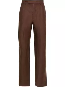 Льняные брюки зауженного кроя Oasi Zegna, коричневый