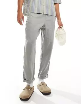 Льняные брюки зеленого цвета Cotton:On