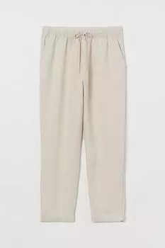 Льняные джоггеры H&M, натуральный белый