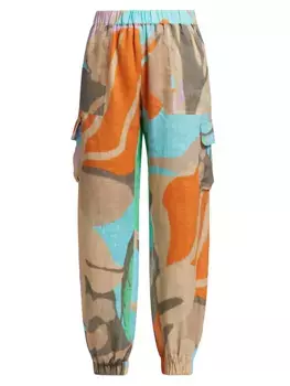 Льняные джоггеры с принтом Jess Silvia Tcherassi, мультиколор