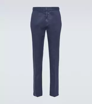 Льняные и хлопковые узкие брюки Loro Piana, Deep Down Ocean