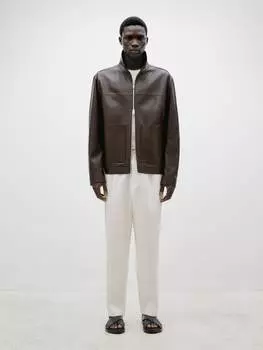 Льняные костюмные брюки с вытачками Massimo Dutti, бежевый