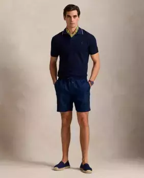 Льняные мужские шорты классического кроя Polo Ralph Lauren, тёмно-синий