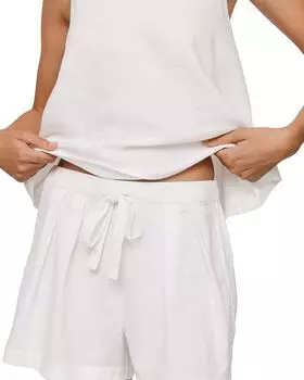 Льняные пижамные шорты свободного кроя Eberjey, белый