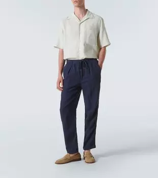 Льняные прямые брюки Polo Ralph Lauren, синий