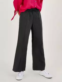 Льняные широкие брюки без застежек Monsoon, черные