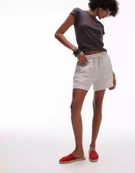 Льняные шорты ARKET бежевого цвета без застежек