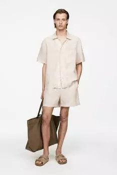 Льняные шорты Arket, бежевый