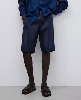 Льняные шорты-бермуды Adolfo Dominguez, синий