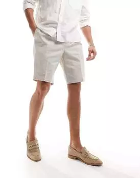 Льняные шорты-бермуды цвета экрю от Harry Brown