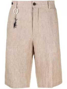 Льняные шорты-бермуды с брелоком Paul & Shark, коричневый