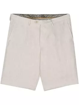 Льняные шорты-бермуды в елочку ETRO, нейтральный цвет