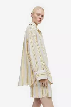 Льняные шорты без застежек H&M, бледно-желтый/полосатый