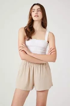 Льняные шорты без застежки Forever 21, серо-коричневый