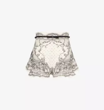 Льняные шорты Crush с цветочным узором и оборками на поясе Zimmermann, белый