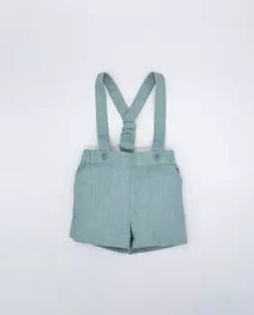 Льняные шорты для мальчика на бретелях Fina Ejerique, зеленый
