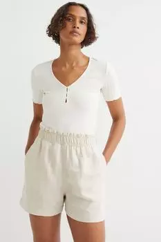 Льняные шорты H&amp;M, светло-бежевый