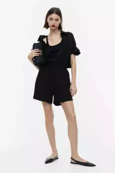 Льняные шорты на резинке H&M, черный