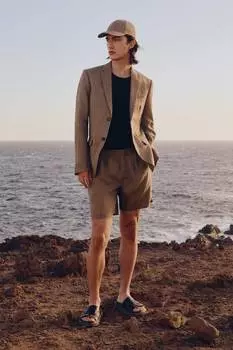 Льняные шорты обычного кроя H&M, бежевый