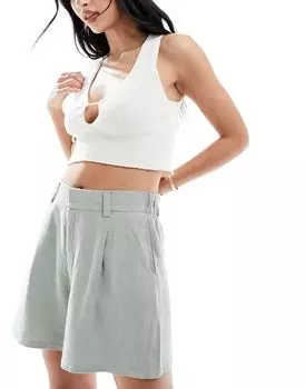 Льняные шорты оливкового цвета ASOS DESIGN Dad