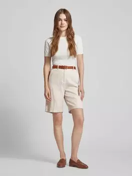 Льняные шорты прямого кроя с тканым узором, модель «Эрис» Soyaconcept, бежевый