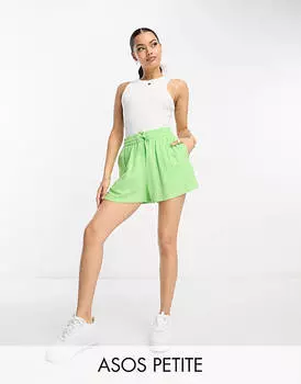 Льняные шорты-пули ASOS DESIGN Petite яблочно-зеленого цвета