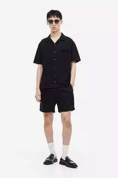 Льняные шорты regular fit H&M, черный