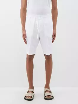 Льняные шорты с кулиской на талии 120% Lino, белый