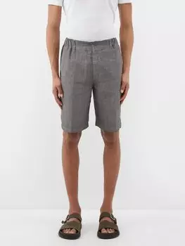 Льняные шорты с плоской передней частью 120% Lino, серый
