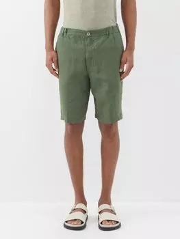 Льняные шорты с плоской передней частью 120% Lino, зеленый