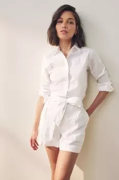 Льняные шорты с поясом Давиан Lauren Ralph Lauren, белый