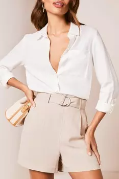 Льняные шорты с поясом Lipsy, коричневый