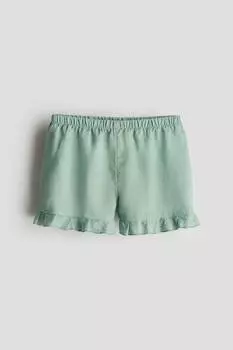 Льняные шорты с воланами H&M, бирюзовый