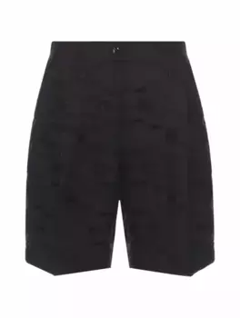 Льняные шорты с вышивкой Kiton, черный