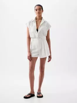 Льняные шорты с высокой посадкой Gap, белый