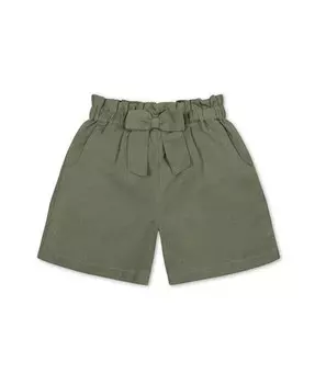 Льняные шорты с завязками на талии для маленьких девочек Hope & Henry, зеленый