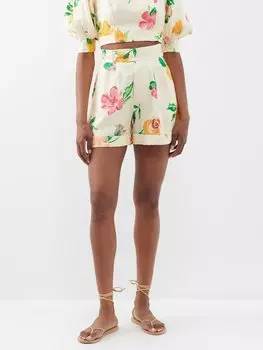 Льняные шорты scarlett со складками ALEMAIS, бежевый