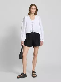 Льняные шорты свободного кроя со складками Gina Tricot, черный