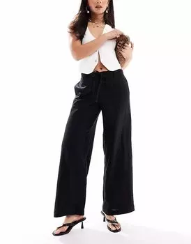 Льняные супер мешковатые брюки Hollister с низкой посадкой черного цвета