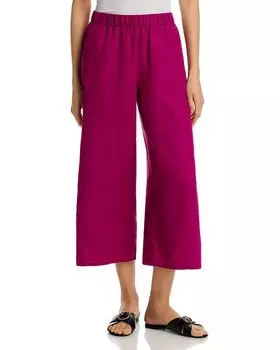 Льняные укороченные брюки с широкими штанинами Eileen Fisher, фиолетовый