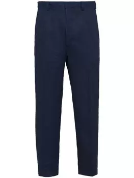 Льняные зауженные брюки Prada, синий