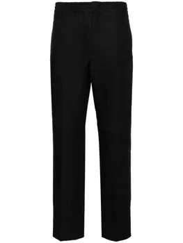 Льняные зауженные брюки Zegna, черный