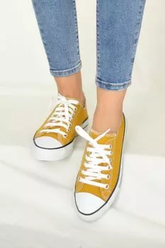Льняные женские кроссовки с удобной подошвой 10-3232-22UCvers Pembe Potin, горчично-желтый